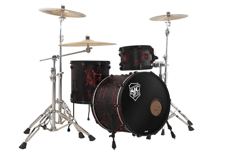 School of Rock 3pc 8x12 16x16 18x22 - Matte Black w/ Red Splatter