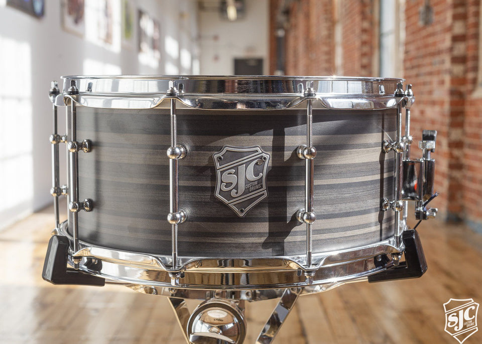 6.5x14 M5 Maple Snare - Black and Grey Striped