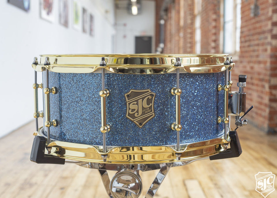 6x14 Maple Snare - Blue Glitter with Brass Hardware