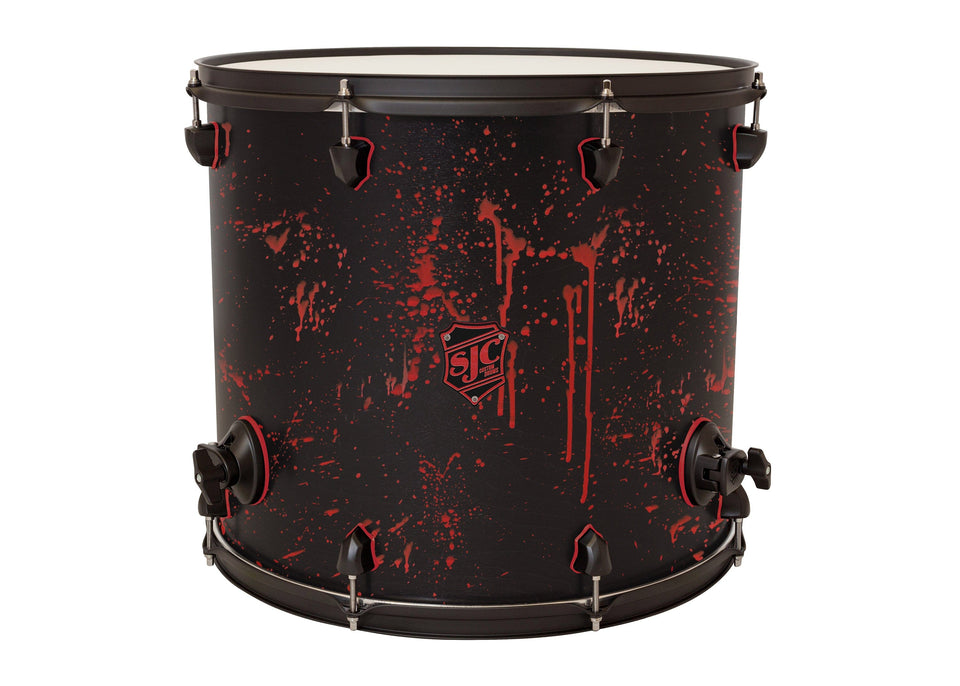 School of Rock 16x18 Floor Tom - Matte Black w/ Red Splatter