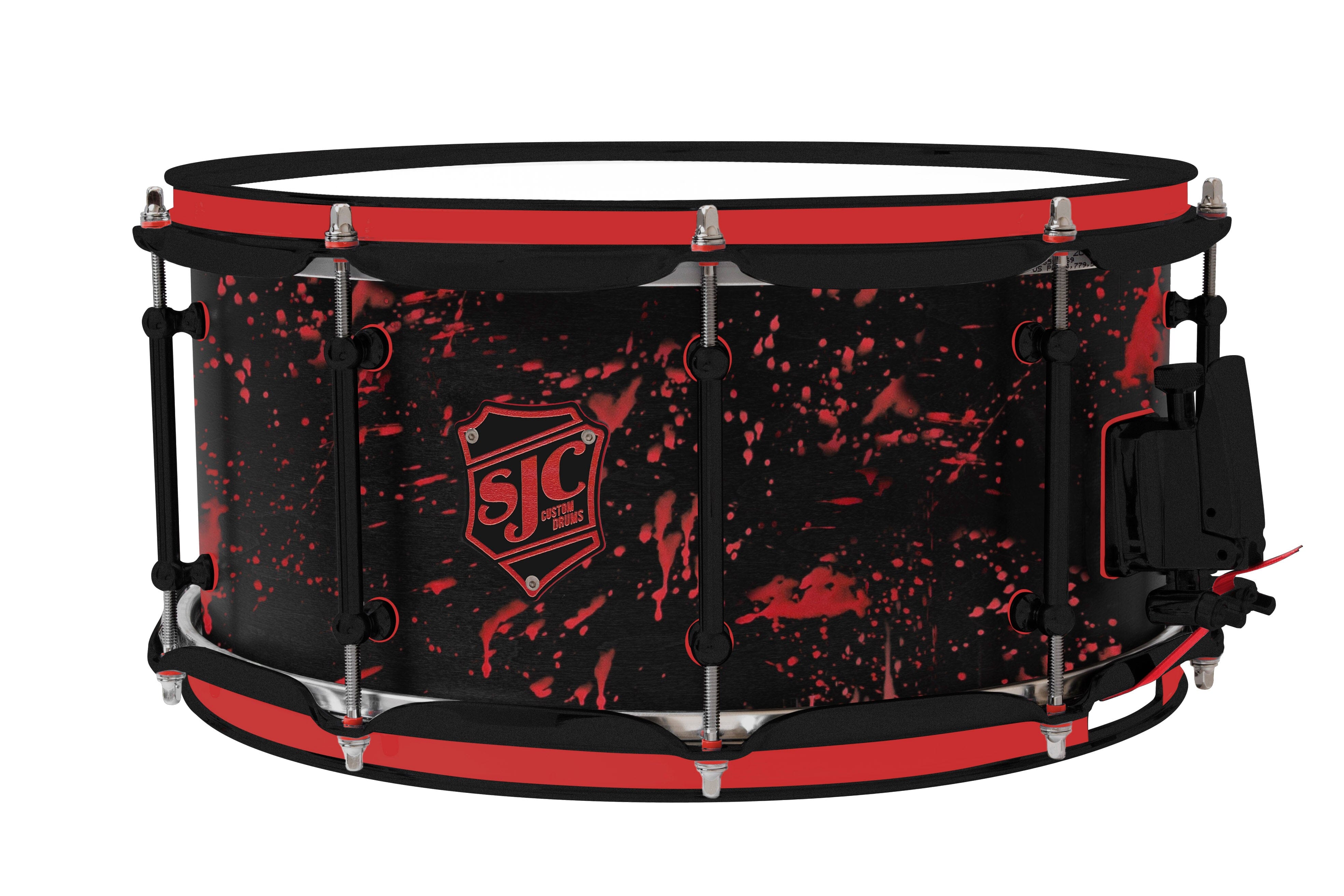 School of Rock 6.5x14 Snare - Matte Black w/ Red Splatter