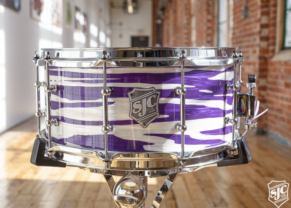 6.5x14 M5 Maple Snare - Purple + White Ripple with Chrome Hardware