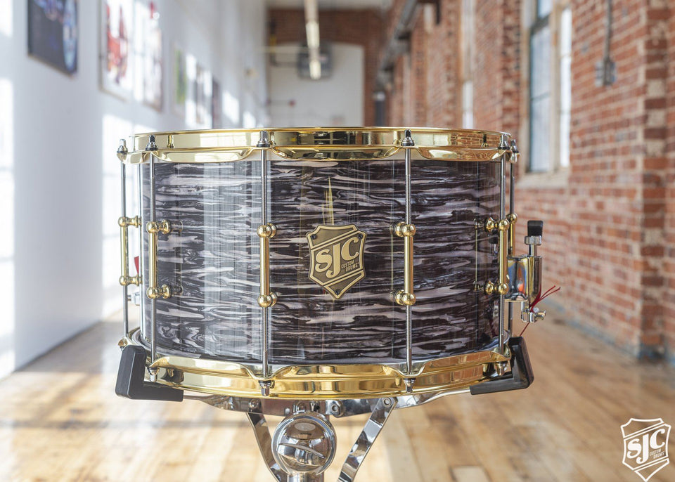 8x14 6ply Maple Snare - Black Oyster with Brass Hardware