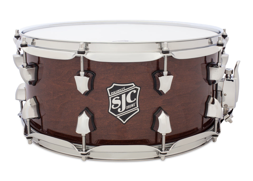 SJC Custom Drums USA Custom Snare Drum North American Maple Walnut Transparent Hi-Gloss Lacquer
